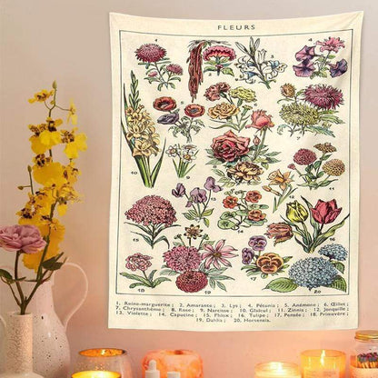 Botanical Chart Tapestry Blackbrdstore