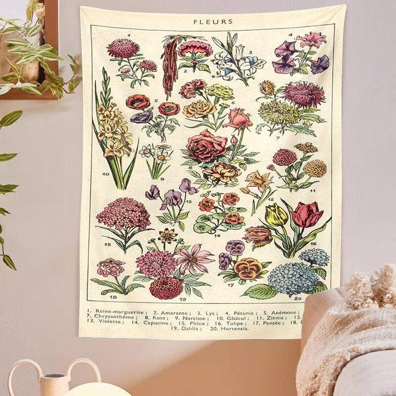 Botanical Chart Tapestry Blackbrdstore