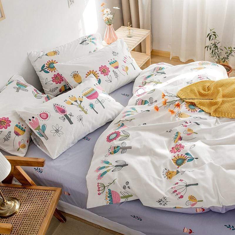 Botanical Flower Bedding Set Blackbrdstore