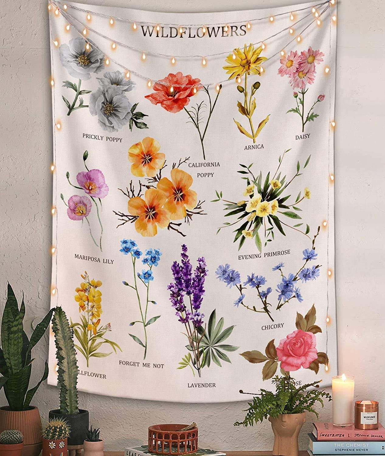 Botanical Wildflower Tapestry Blackbrdstore