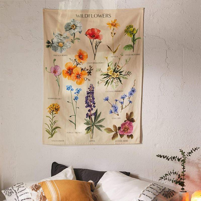 Botanical Wildflower Tapestry Blackbrdstore