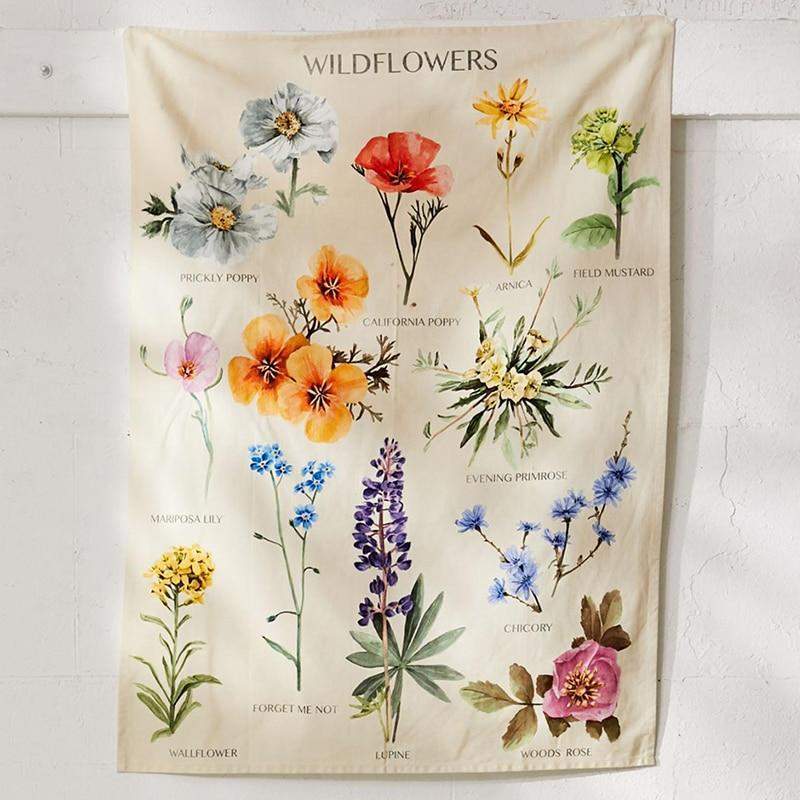 Botanical Wildflower Tapestry Blackbrdstore