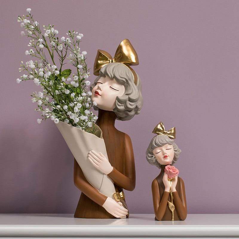 Bouquet Girl Sculpture Statues Blackbrdstore