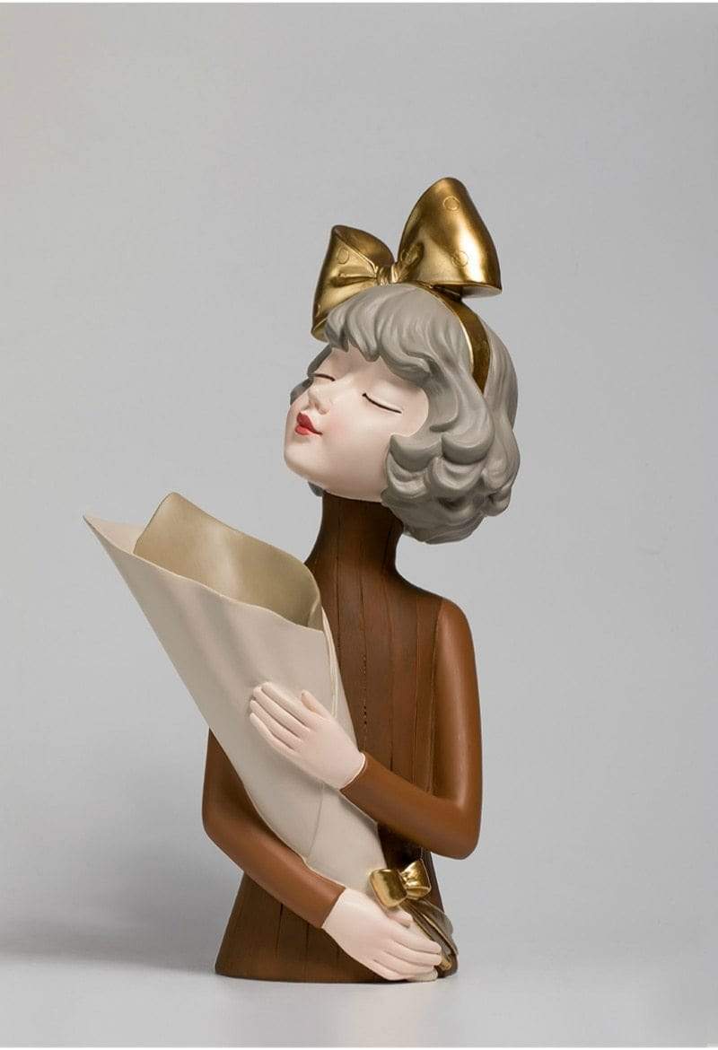 Bouquet Girl Sculpture Statues Blackbrdstore