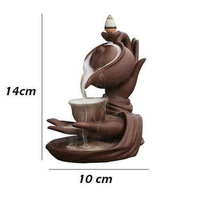 Buddha Hands & Tea Pot Incense Burner Blackbrdstore