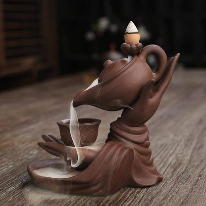 Buddha Hands & Tea Pot Incense Burner Blackbrdstore