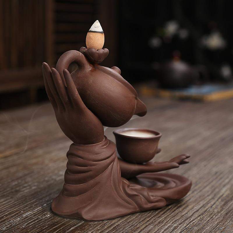 Buddha Hands & Tea Pot Incense Burner Blackbrdstore