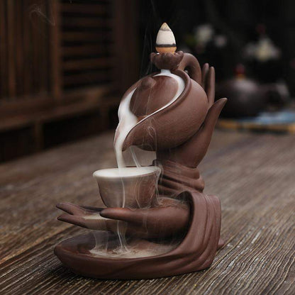 Buddha Hands & Tea Pot Incense Burner Blackbrdstore