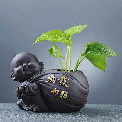 Buddha Monk Flower Pot Blackbrdstore