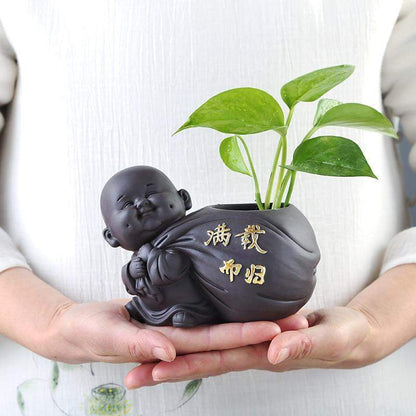 Buddha Monk Flower Pot Blackbrdstore