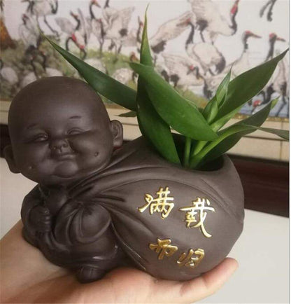 Buddha Monk Flower Pot Blackbrdstore