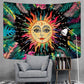 Burning Colorful Smiling Sun Tapestry Blackbrdstore