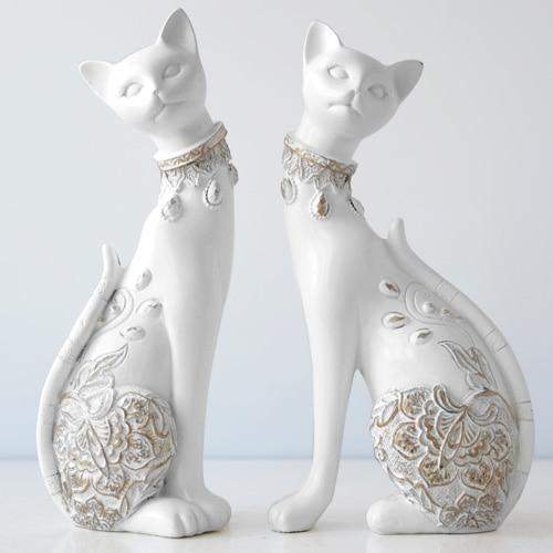 CAT FIGURINE (SET OF 2) Blackbrdstore