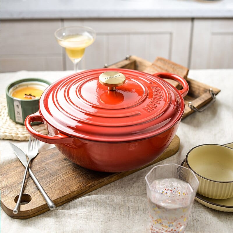 Orange & Green Ceramic Cooking Pot with Lid - Blackbrdstore