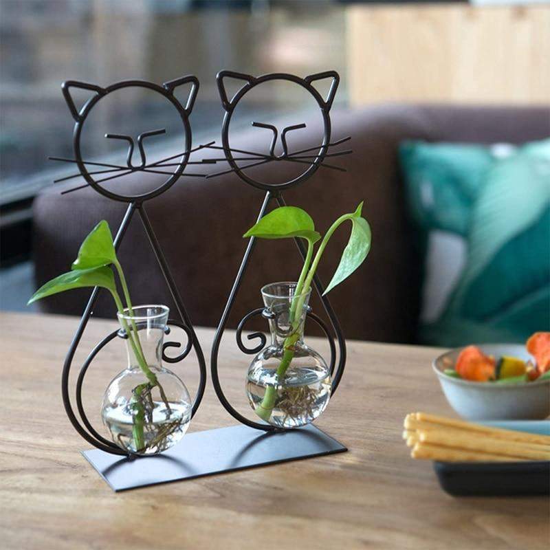 Cat Glass Planter Vase Blackbrdstore