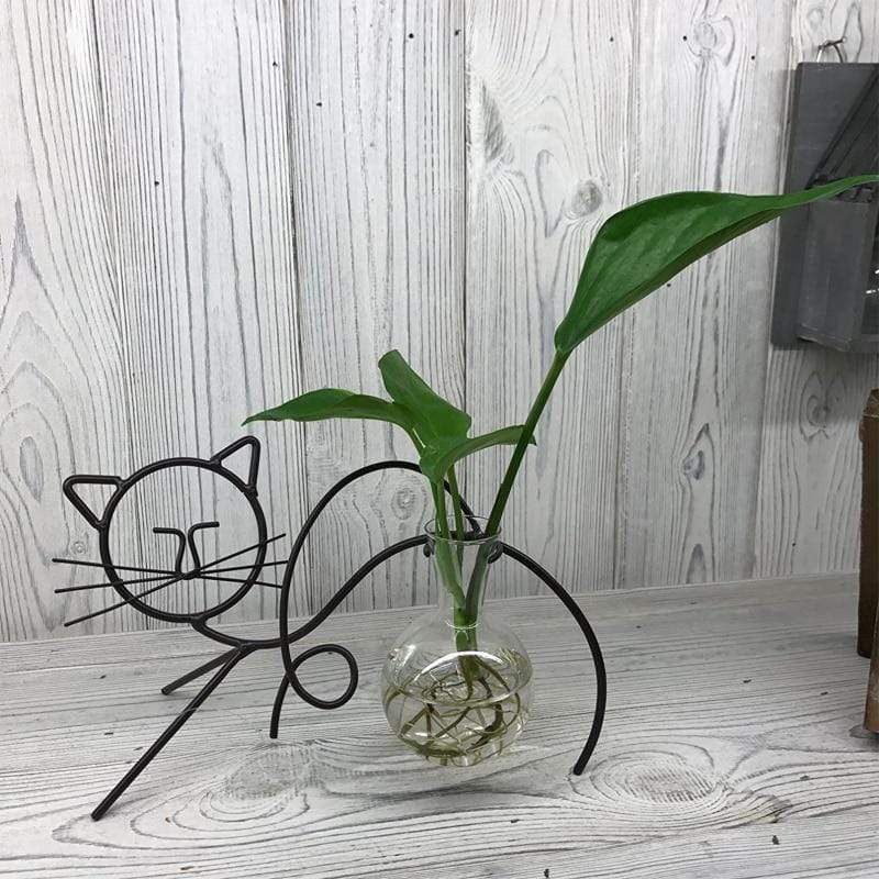 Cat Glass Planter Vase Blackbrdstore