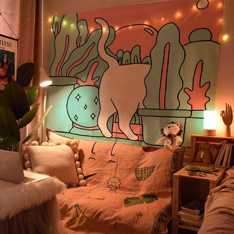 Cat Tail Wall Decor Tapestry Blackbrdstore