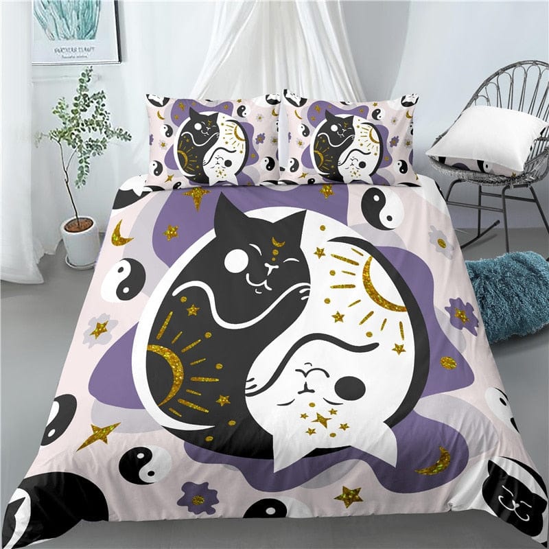 Cat Yin And Yang Duvet Cover Blackbrdstore