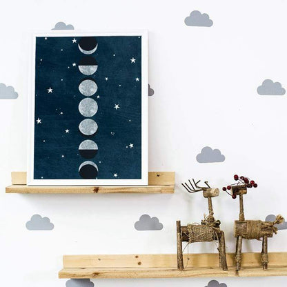 Celestial Moon Phase Wall Art Canvas Blackbrdstore