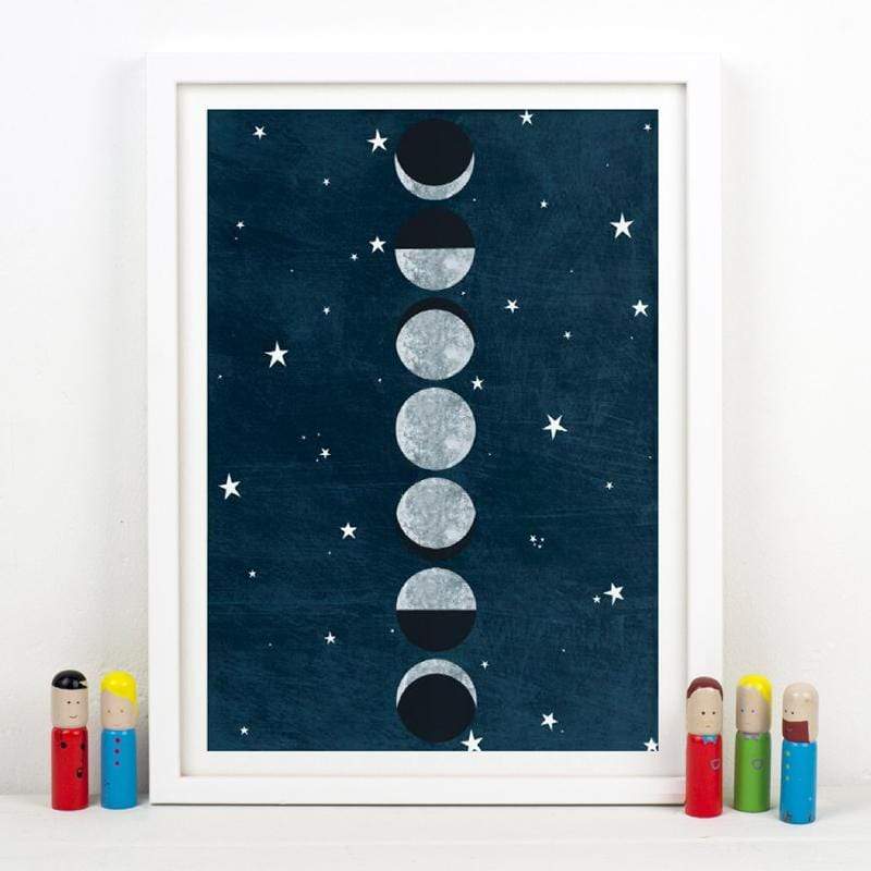 Celestial Moon Phase Wall Art Canvas Blackbrdstore
