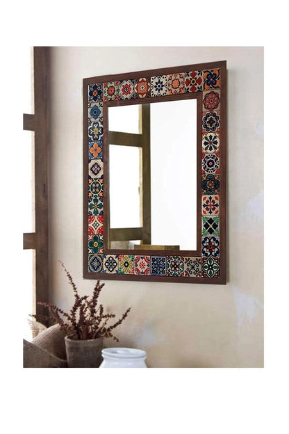 Ceramic Tiled Wood Mirror Blackbrdstore