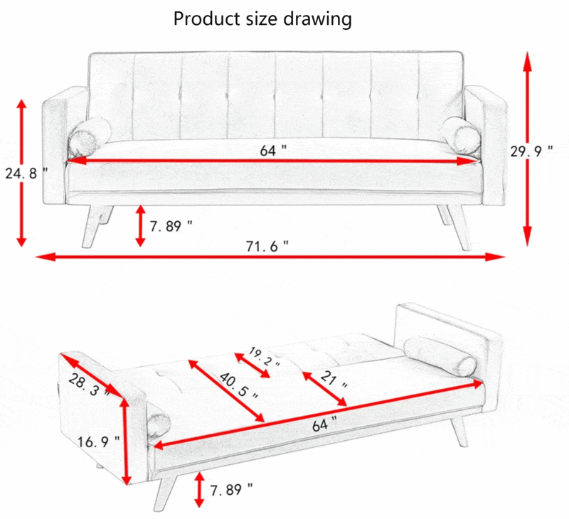 Chayton Velvet Convertible Futon Sofa Blackbrdstore