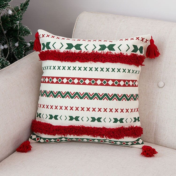 Christmas Frieze Embroidered Cushion Cover Blackbrdstore
