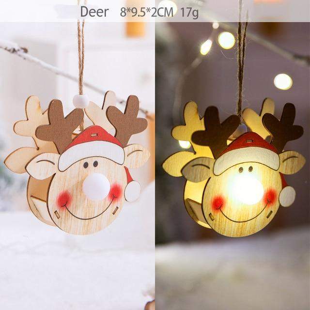 Christmas Wood Hanging Pendant LED Light Blackbrdstore