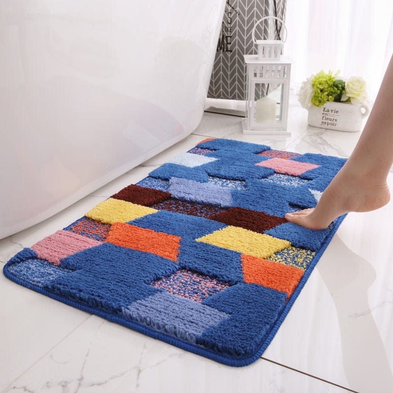 Colorful Blocks Bath Mat Blackbrdstore