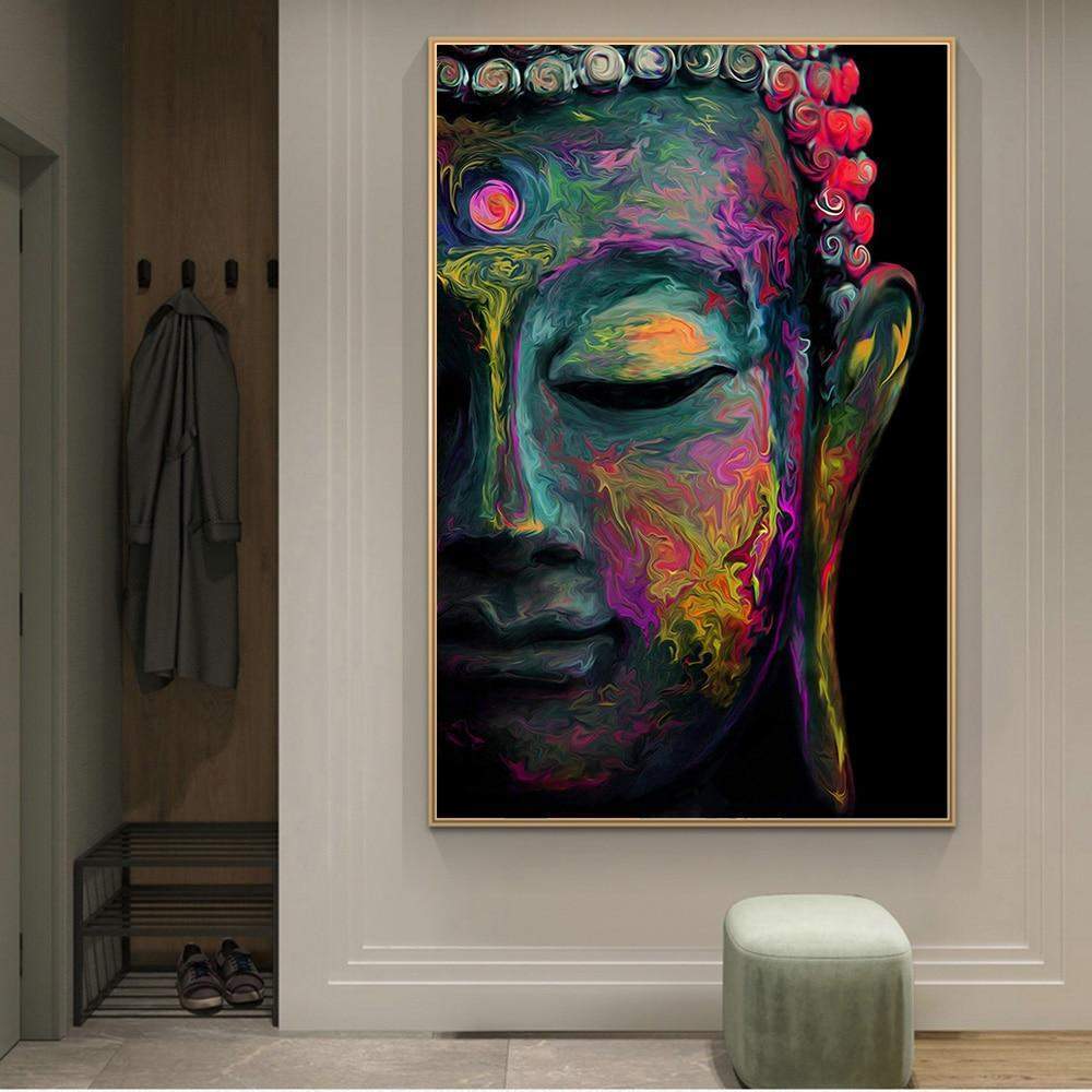 Colorful Buddha Canvas Wall Art Blackbrdstore