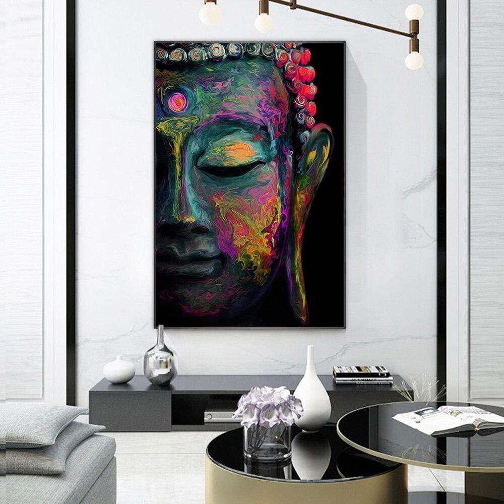 Colorful Buddha Canvas Wall Art Blackbrdstore