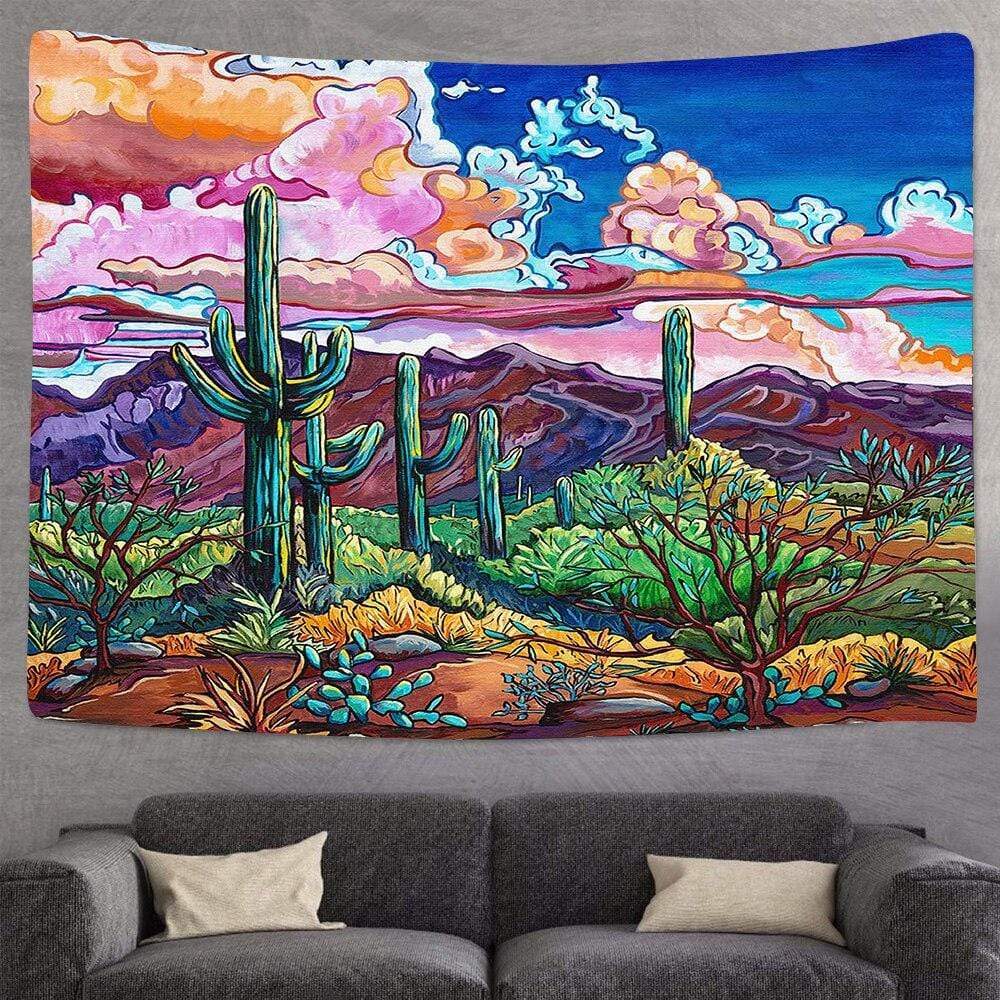 Colorful Cactus Desert Tapestry Blackbrdstore