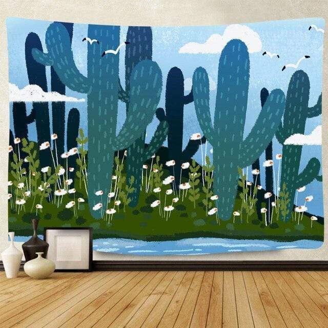Colorful Cactus Desert Tapestry Blackbrdstore