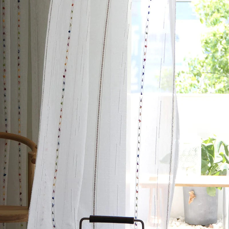 Colorful Stereoscopic Embroidered Sheer Curtain Blackbrdstore