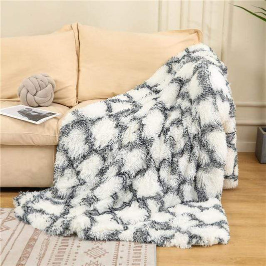 Coral Fleece Fluffy Stripes Blanket Blackbrdstore
