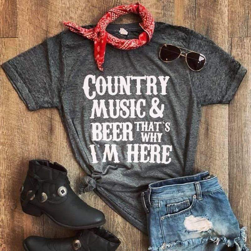 Country Music & Beer Graphic Tee Blackbrdstore