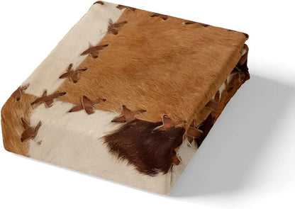 Cowhide Patchwork Bedding Set Blackbrdstore