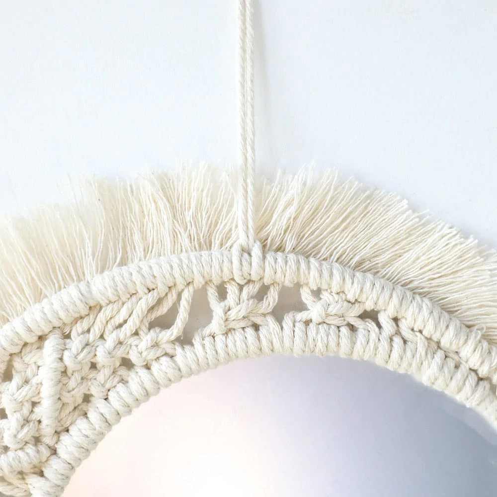 Crescent Moon Macrame Mirror Blackbrdstore