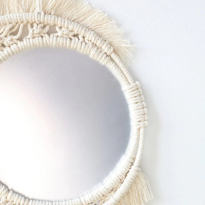 Crescent Moon Macrame Mirror Blackbrdstore