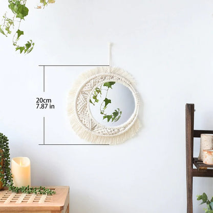 Crescent Moon Macrame Mirror Blackbrdstore