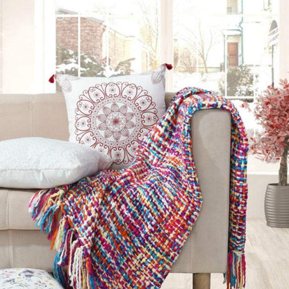 Crochet Colorful Blanket Blackbrdstore