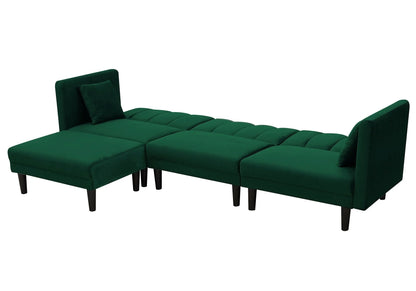 Dark Green Velvet Double-Sided Sofa Bed Blackbrdstore