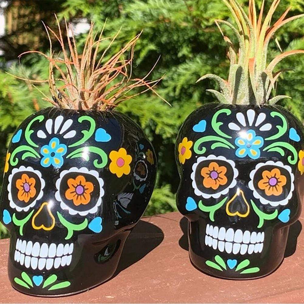 Day of the Dead Sugar Skull Flower Pot Blackbrdstore