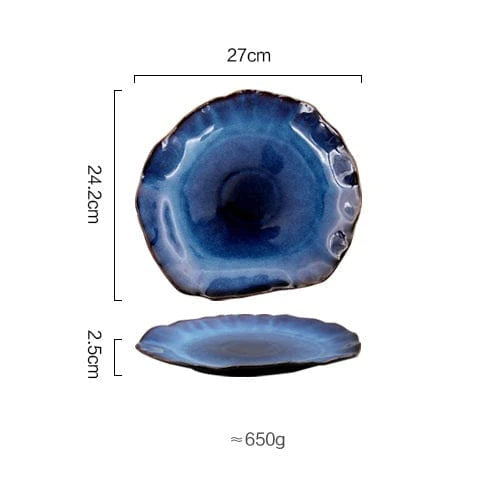 Deep Blue Irregular Flat Plate Blackbrdstore