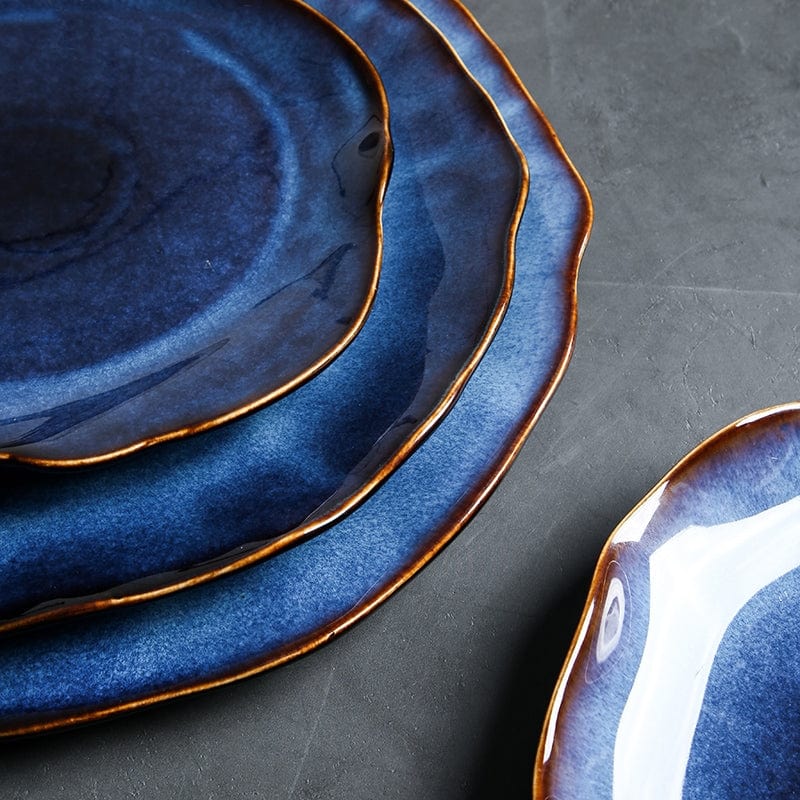 Deep Blue Irregular Flat Plate Blackbrdstore