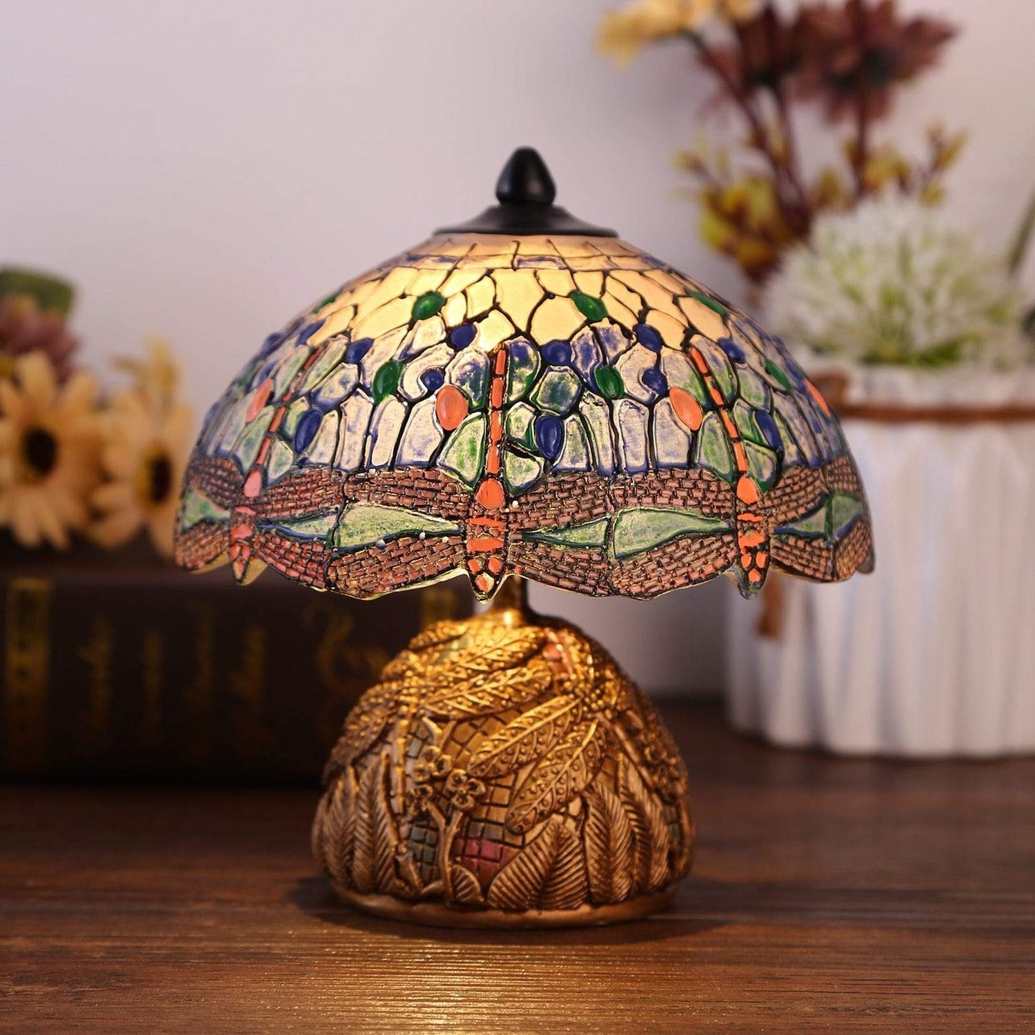 Dragonfly Floral Vintage Lamp Blackbrdstore