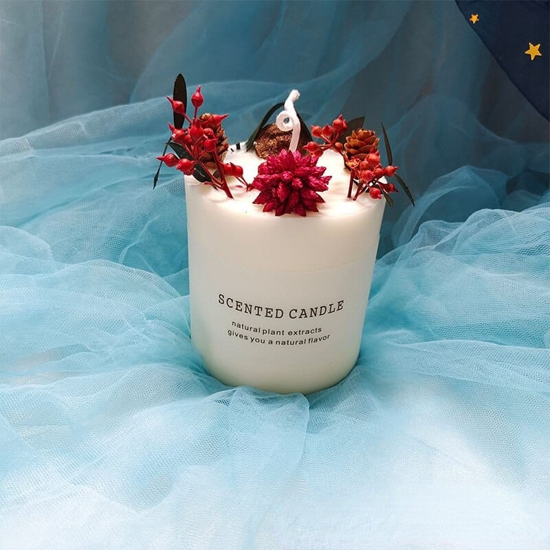 Dried Flowers Pillar Scented Candles Blackbrdstore