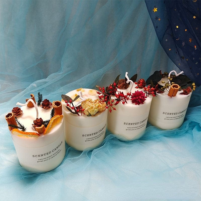 Dried Flowers Pillar Scented Candles Blackbrdstore