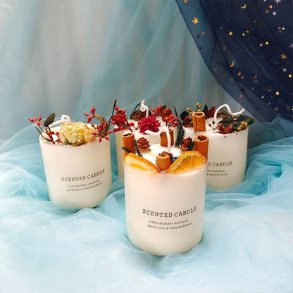 Dried Flowers Pillar Scented Candles Blackbrdstore