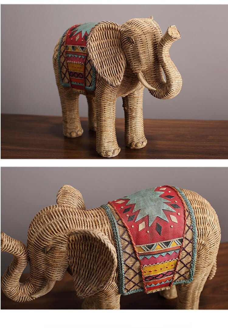 Elephant Rattan Statue - Blackbrdstore